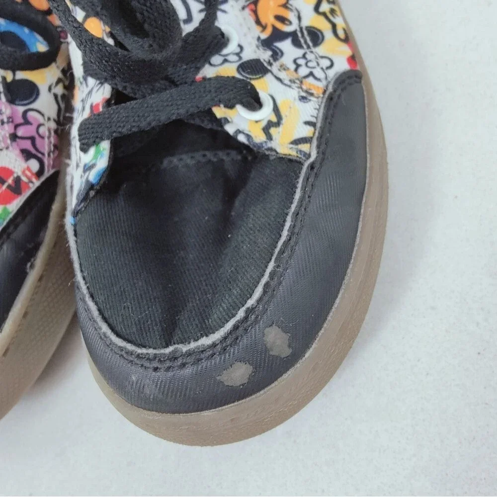 Rare Disney Mickey Mouse Multicolor Doodle High Top Sneakers, Sz 4